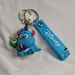 Disney Monsters Inc Mike and Sulley PVC Car Keychain Bag Charm NWOT Blue Green